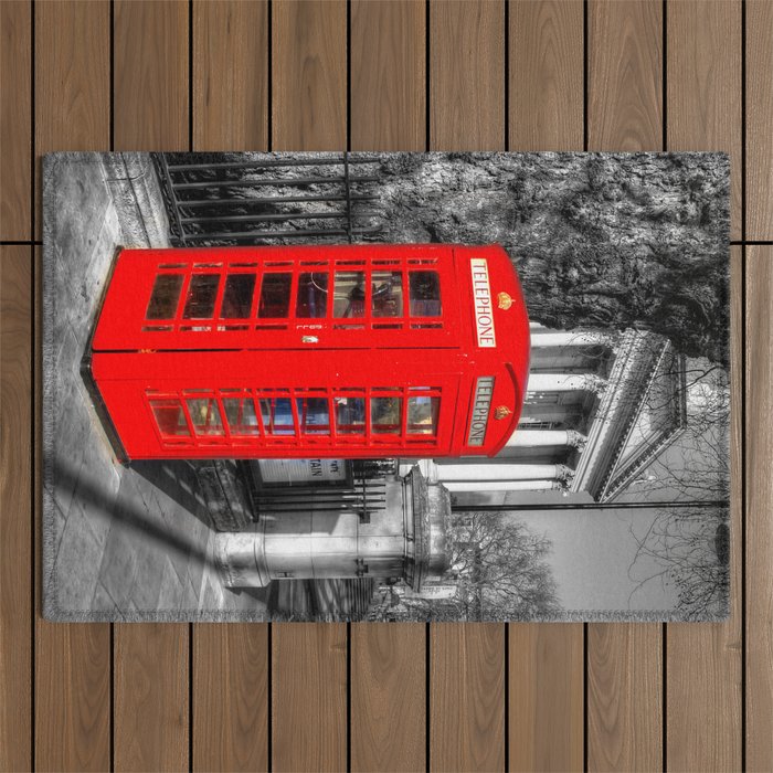 London Red Telephone Box Outdoor Rug