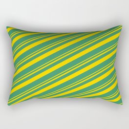 [ Thumbnail: Yellow & Sea Green Colored Lines/Stripes Pattern Rectangular Pillow ]