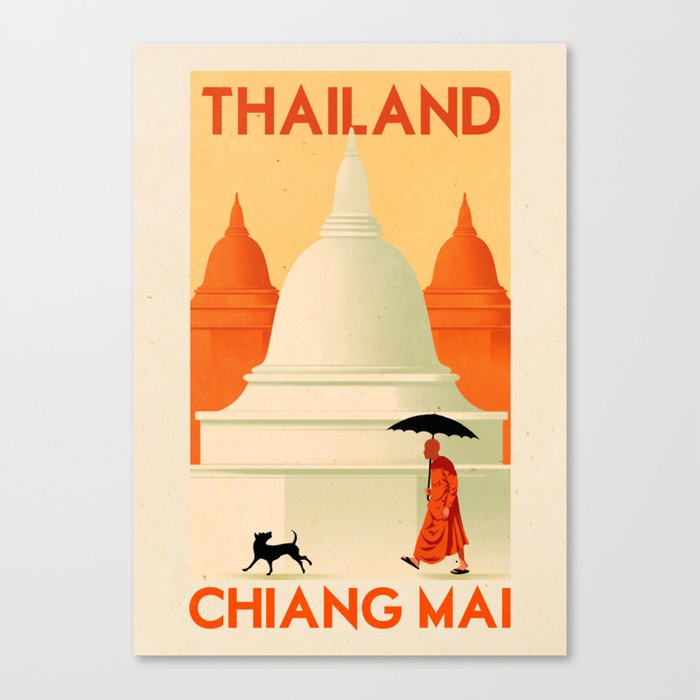 Thailand - Chiang Mai Leinwanddruck | Illustration, Landscape, Graphic-design, Vintage