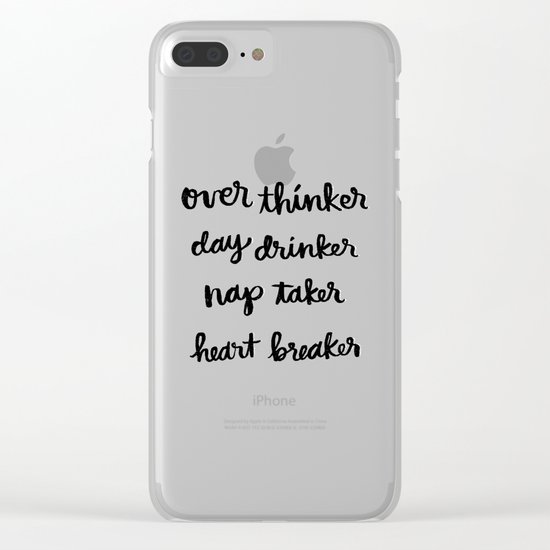 over thinker, day drinker Clear iPhone Case