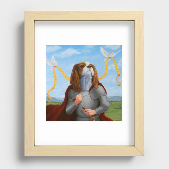 Who's A Good Boy? - Fantasy Dog Knight Painting Recessed Framed Print