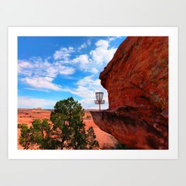 Disc Golf Basket in Moab Utah Art Print