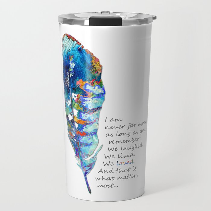 Comforting Art Colorful Feather - We Loved Travel Mug