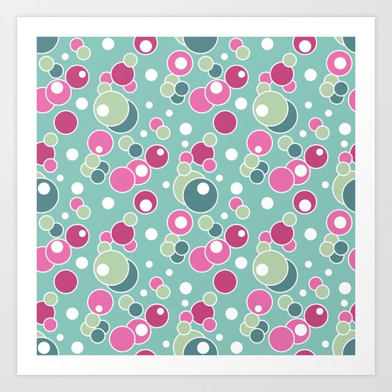 Retro. Multi-colored polka dots . Art Print