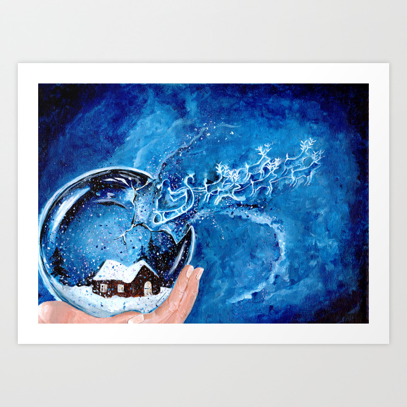 The Snow Globe Art Print By Kirstiegregoryart Society6