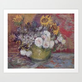 Vincent Willem Van Gogh Vase of Sunflowers and Roses 1886 Art Print