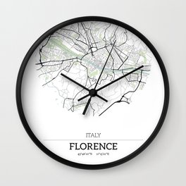 Florence, Italy City Map with GPS Coordinates Wall Clock