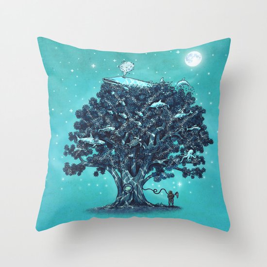 Deep Tree Diving Throw Pillow
