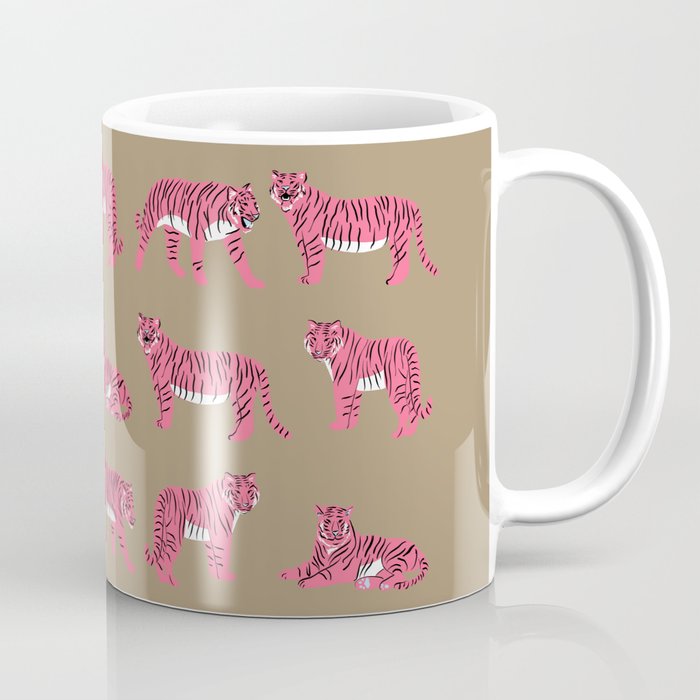 Year of the Tiger in Pop Pink and Tan Coffee Mug