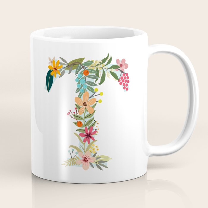 Monogram Letter T Coffee Mug by Mia Charro Society6