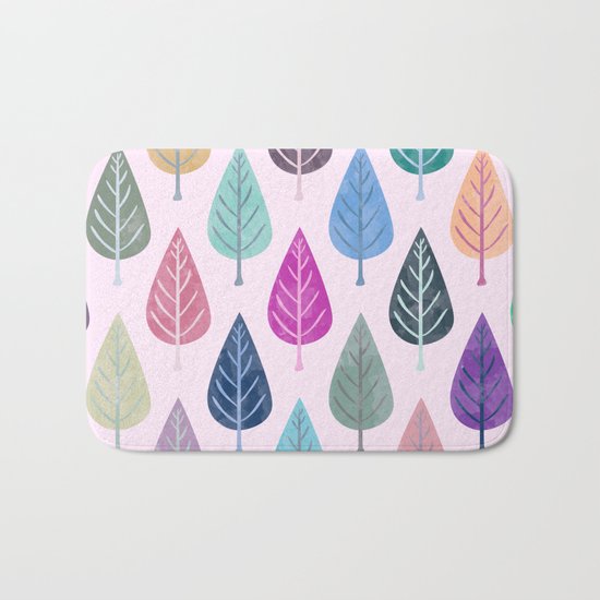 Watercolor Forest Pattern V Bath Mat