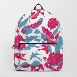 Flowers and birds Backpack | Retrostyle, Flowers, Spring, Leaves, Handdrawn, Animal, Peone, Seamless, Onwhitebackground, Pattern 