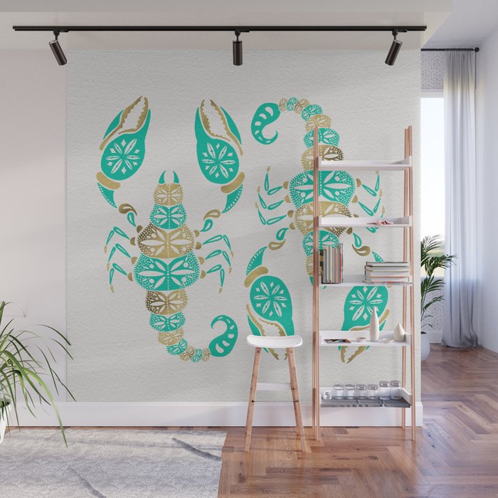 Scorpion – Turquoise & Gold Wall Mural