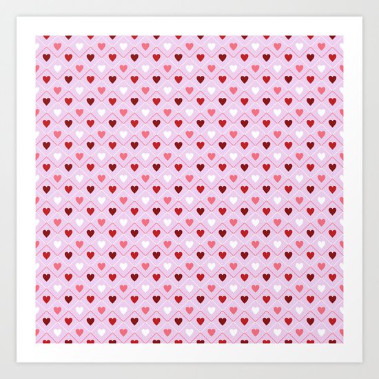 Valentines - Pink Heart Pattern Art Print