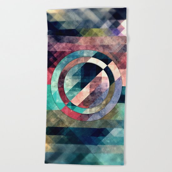Colorful Grunge Geometric Abstract Beach Towel