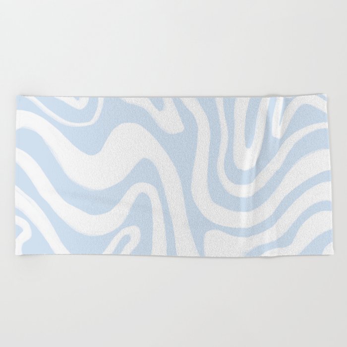 60s 70s Liquid Swirl in Ice Melt Baby Blue Beach Towel