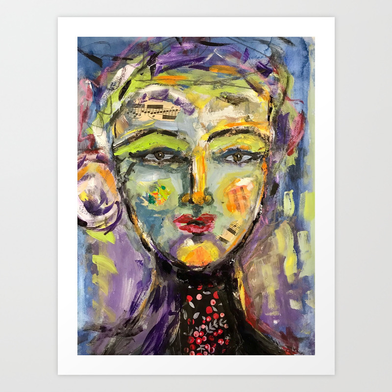 A Song On My Mind Abstract Face Art Art Print By Stacyspanglerart