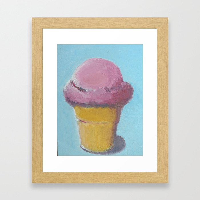 Strawberry Ice Cream Cone Framed Art Print