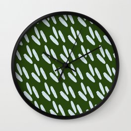 Little Feet Motif in Light Blue on Green / Repeat Pattern / Hand Painted Block Print Design / Wall Clock