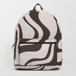 Retro Liquid Swirl Abstract Pattern in Brown Backpack | Graphicdesign, 70S, Sixties, Melted, Swirl, Scandi, Swirled, Digital, Minimal, Cool 