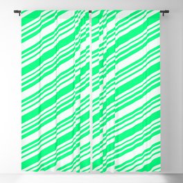 [ Thumbnail: Green and Mint Cream Colored Lines/Stripes Pattern Blackout Curtain ]