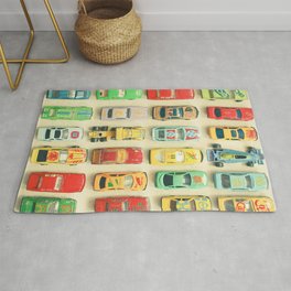 Car Park Rug | Children, Collection, Toys, Red, Green, Nursery Art, Blue, Photo, Racing Cars, Colourful 
