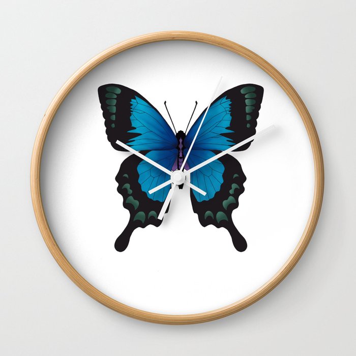 Blue Monarch Butterfly Wall Clock