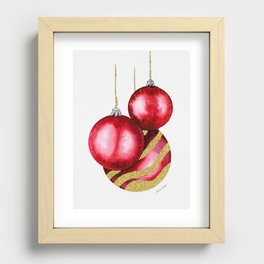 Dark Red and Golden Christmas Balls Recessed Framed Print