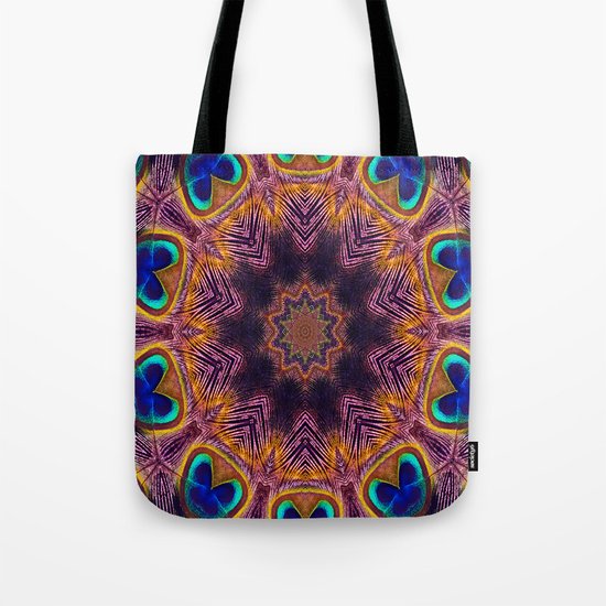 Peacock Fan Star Abstract Tote Bag