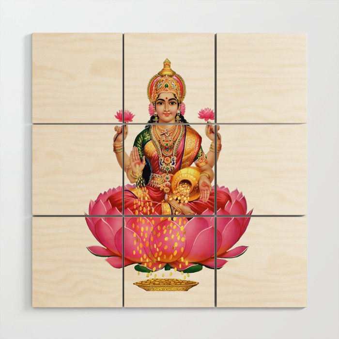Goddess Lakshmi  Wood Wall Art
