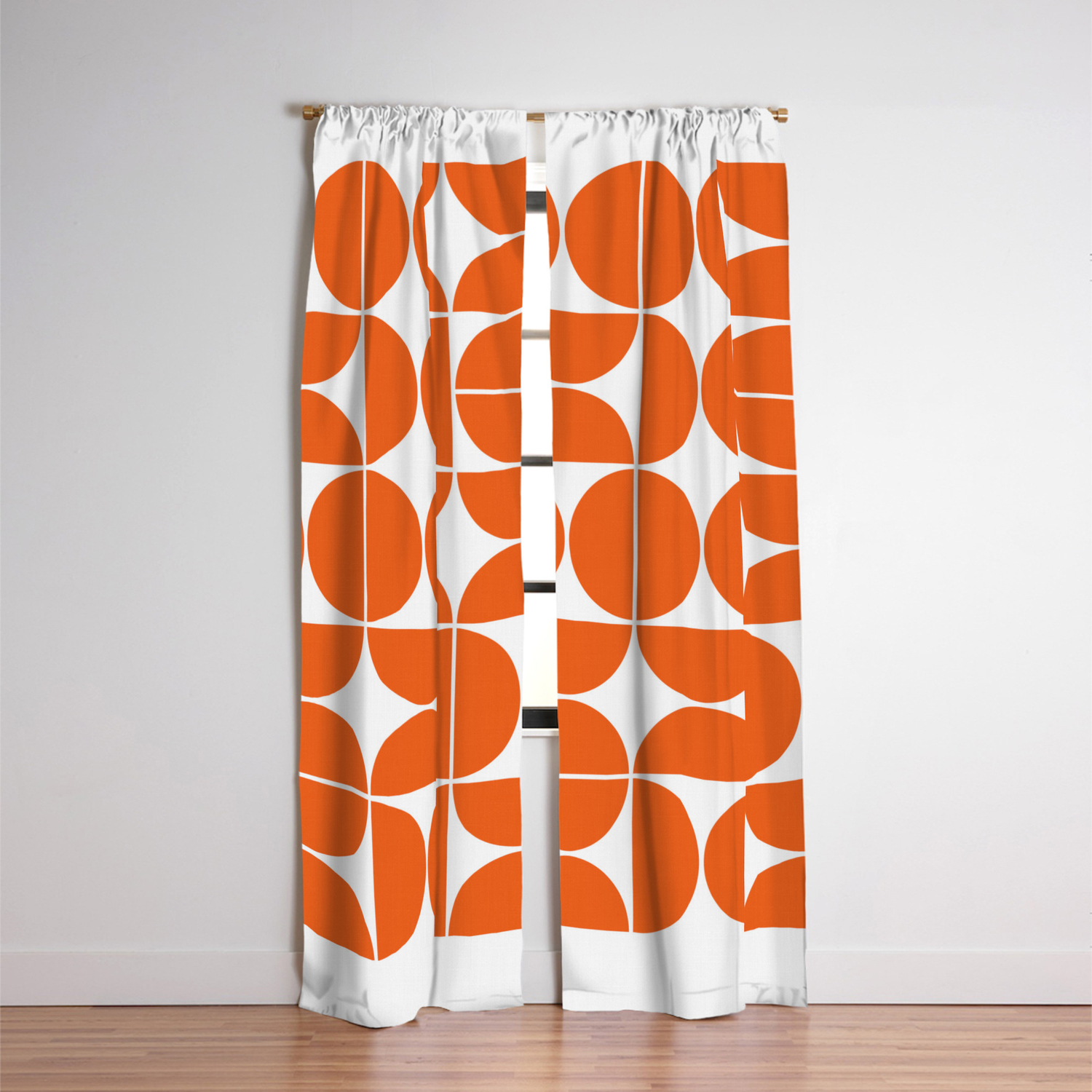 Mid Century Modern Geometric 04 Orange Blackout Curtain By