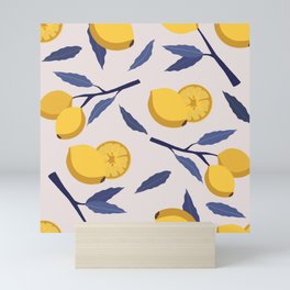 Cute Citrus Lemon Illustration pattern Mini Art Print