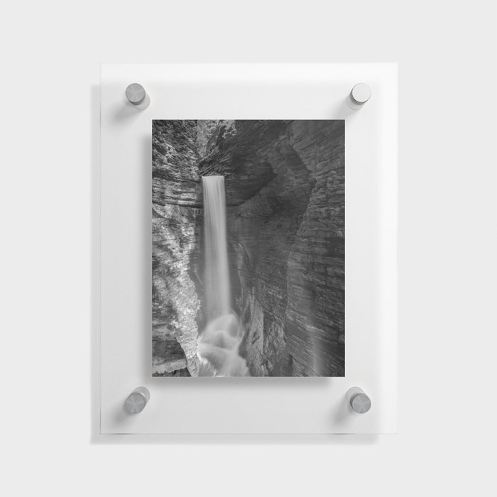 Watkins Glen State Park; Finger Lakes region; Seneca Lake waterfall nature wilderness black and white photograph - photography - photographs Floating Acrylic Print