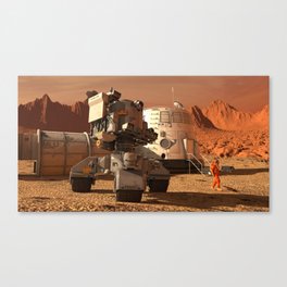 Mars colony. Expedition on alien planet. Life on Mars Canvas Print