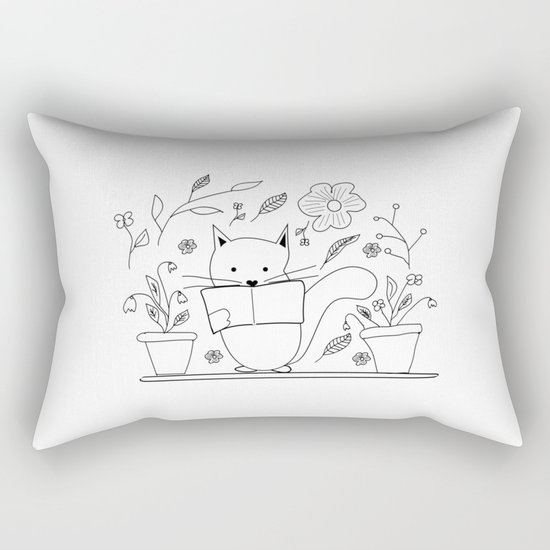Cat between the flowers Rectangular Pillow