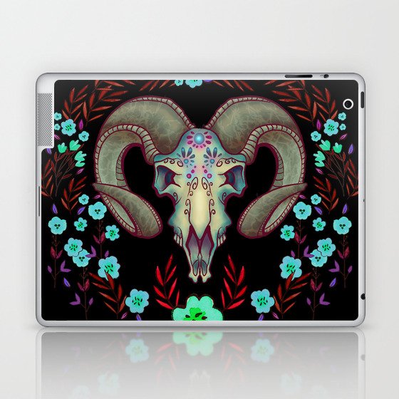 Floral Ram Skull Laptop & iPad Skin