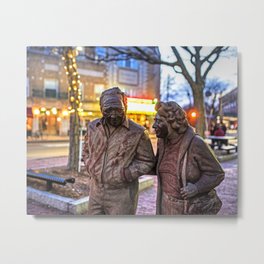 Somerville Massachusetts Davis Square elderly couple statue Metal Print