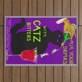 Mix Your Drinks with Catz (Cats) Bitters Aperitif Liquor Vintage Advertising Poster in purple Outdoor Rug