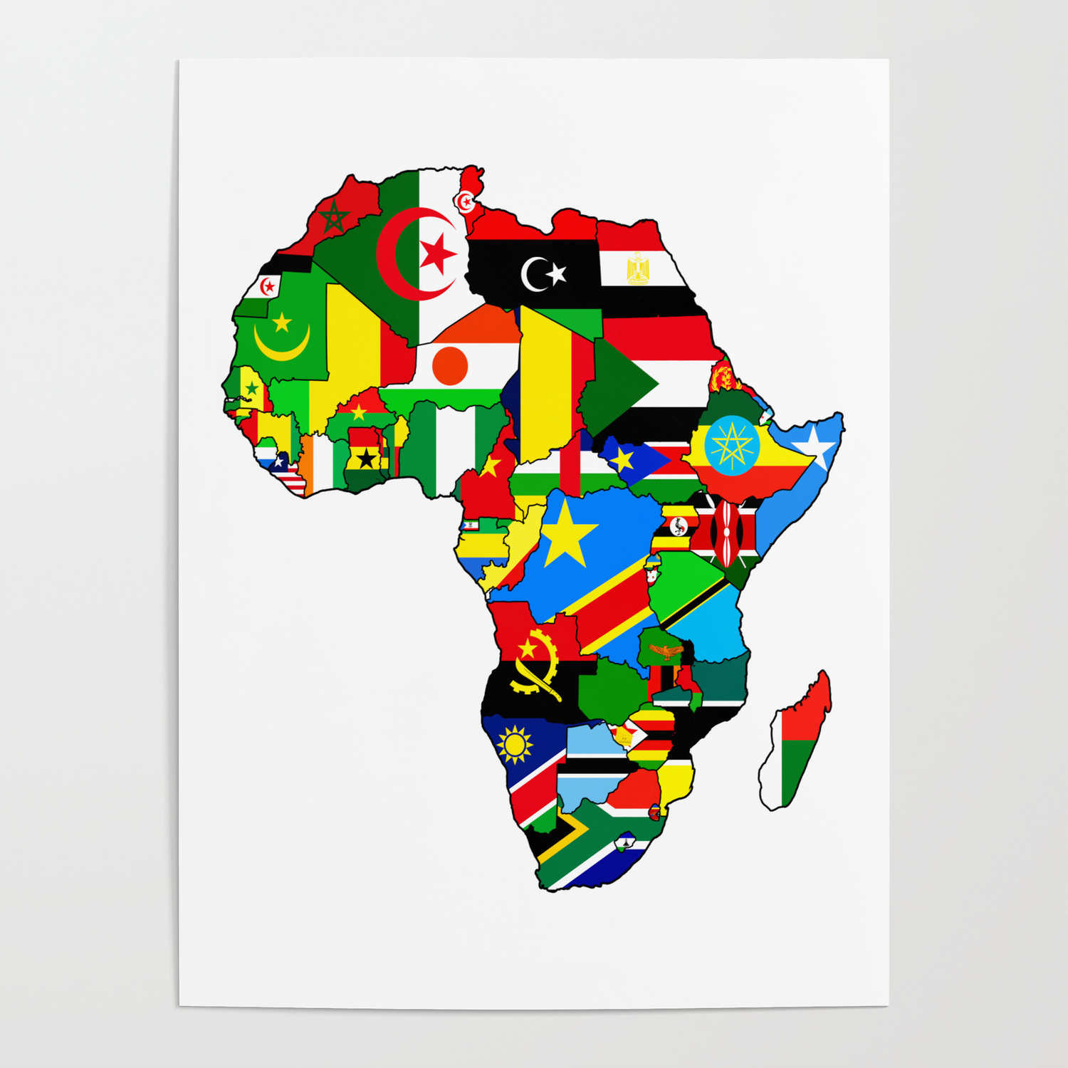 Flags Of Africa Map Flags Of African Countres Africa Map Poster By Mamatgaye | Society6