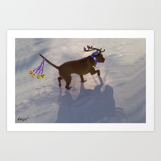 "DREIDEL, DREIDEL, DREIDEL ...Hanukkah PLaY-Do'LPH" from the photo series, "My dog, PLaY-DoH" Art Print