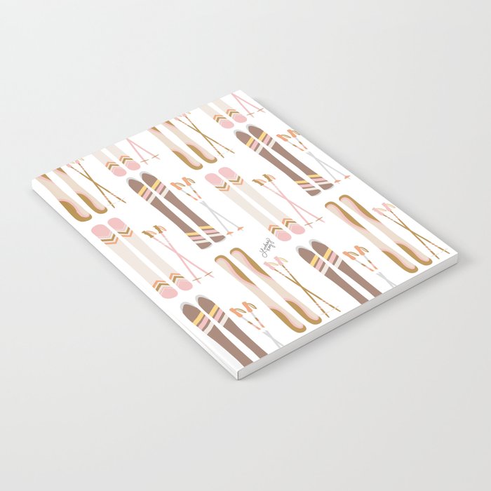 Retro Skis Illustration (Neutral Palette) Notebook