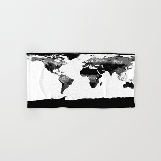 World Map Black & White Hand & Bath Towel