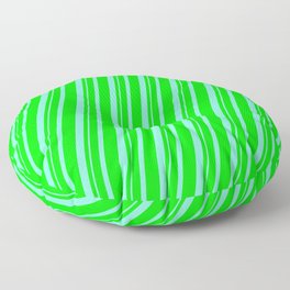 [ Thumbnail: Lime & Aquamarine Colored Striped Pattern Floor Pillow ]