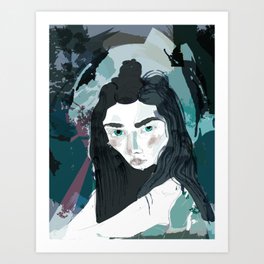 Blue Girl/Cold Shoulder Art Print