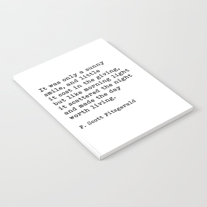 It Was Only A Sunny Smile, F. Scott Fitzgerald Quote Notebook
