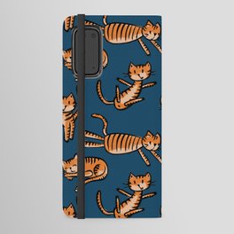 Funny Tiger Cat Tabby Blue Orange Pattern for Kids Android Wallet Case