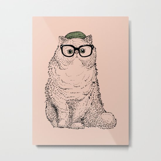 Hipster Persian Cat Metal Print