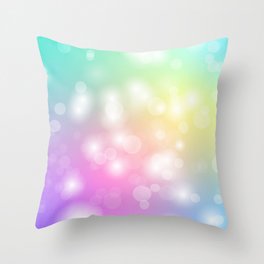 Pastel Rainbow Bokeh Pattern Throw Pillow