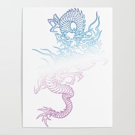Dragon Tri Color Poster