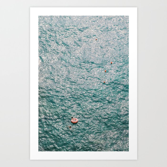 Swimming and Floating in the Turquoise Mediterranean Sea at Italy | European Summer Ocean Photography |  Italian Amalfi Coast in Europe  Art Print